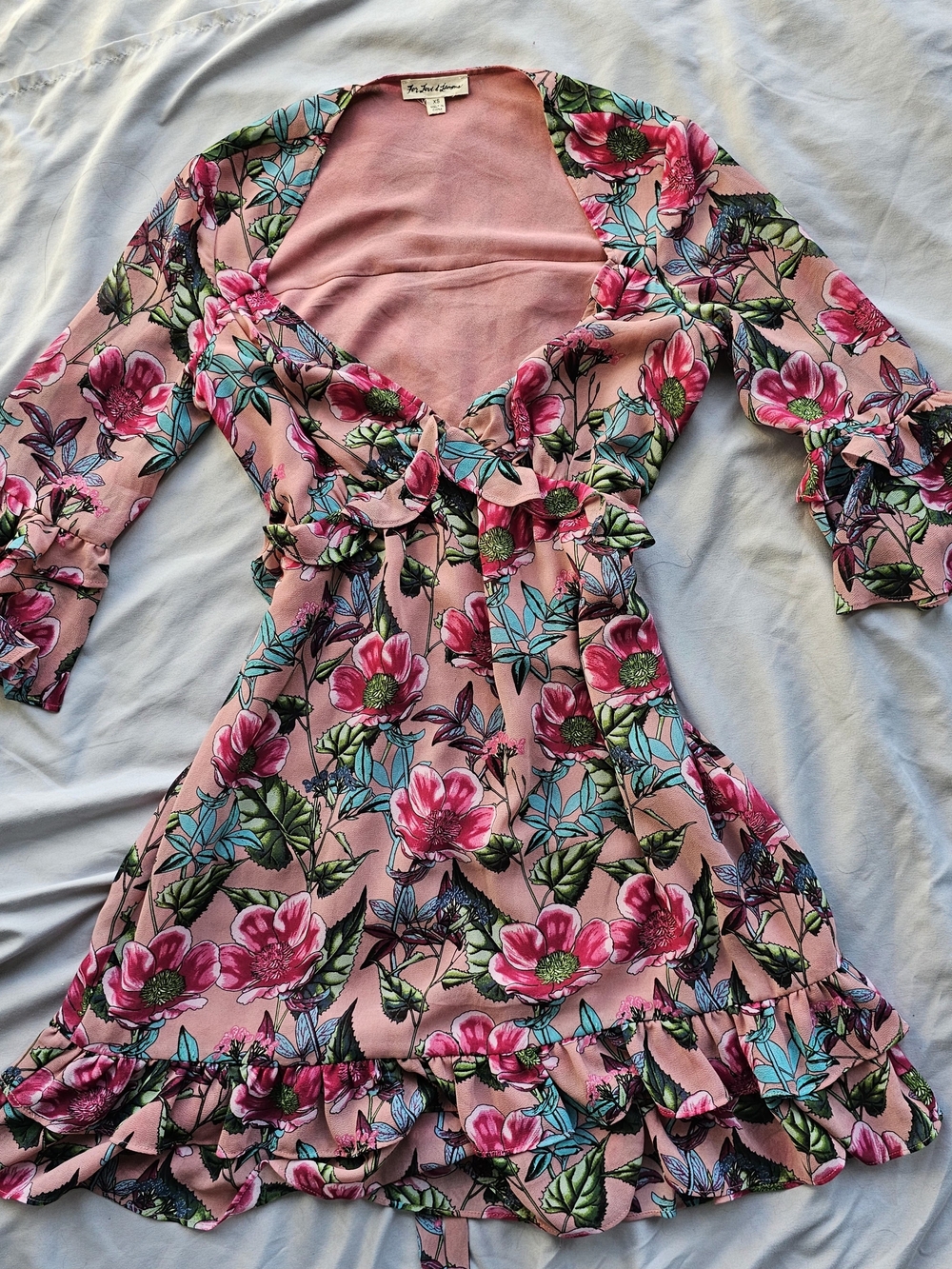 For Love & Lemons Pink Floral Mini Dress